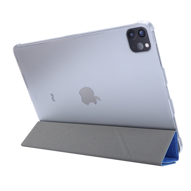 For iPad Air 13 2024 / Pro 12.9 2020 Silk Texture Horizontal Deformation Flip Leather Tablet Case with Three-folding Holder(Blue) - iPad Pro 12.9 (2020) Cases by PMC TechLife | Online Shopping South Africa | PMC TechLife | Buy Now Pay Later Mobicred