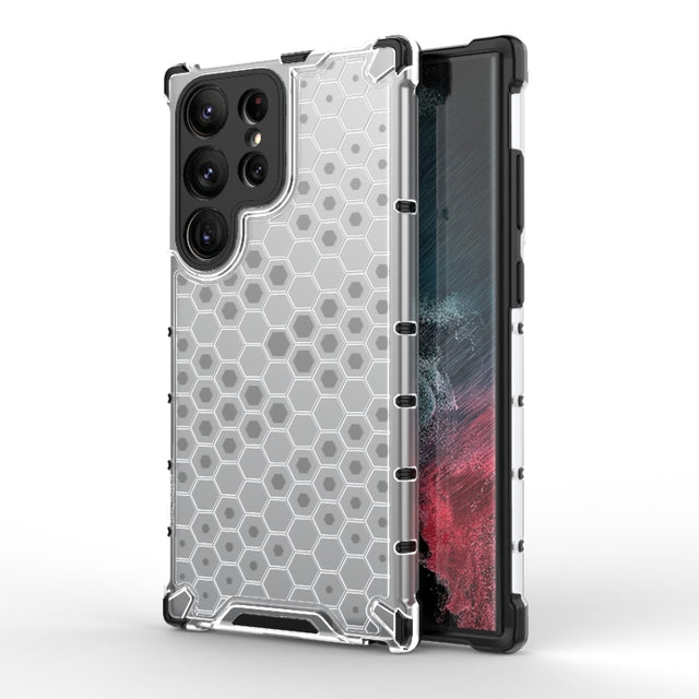 For Samsung Galaxy S23 Ultra 5G Shockproof Honeycomb PC + TPU Protective Phone Case(White)