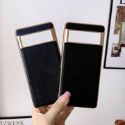 For Google Pixel 6 Pro Nano Electroplating Cross Texture Genuine Leather Phone Case(Red)