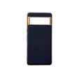 For Google Pixel 6a Nano Electroplating Cross Texture Genuine Leather Phone Case(Blue) - Google Cases by PMC TechLife | Online Shopping South Africa | PMC TechLife | Buy Now Pay Later Mobicred