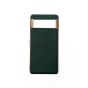 For Google Pixel 7 5G Nano Electroplating Cross Texture Genuine Leather Phone Case(Green)