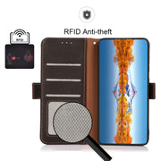 For Nokia G60 5G KHAZNEH Side-Magnetic Litchi Genuine Leather RFID Phone Case(Brown)