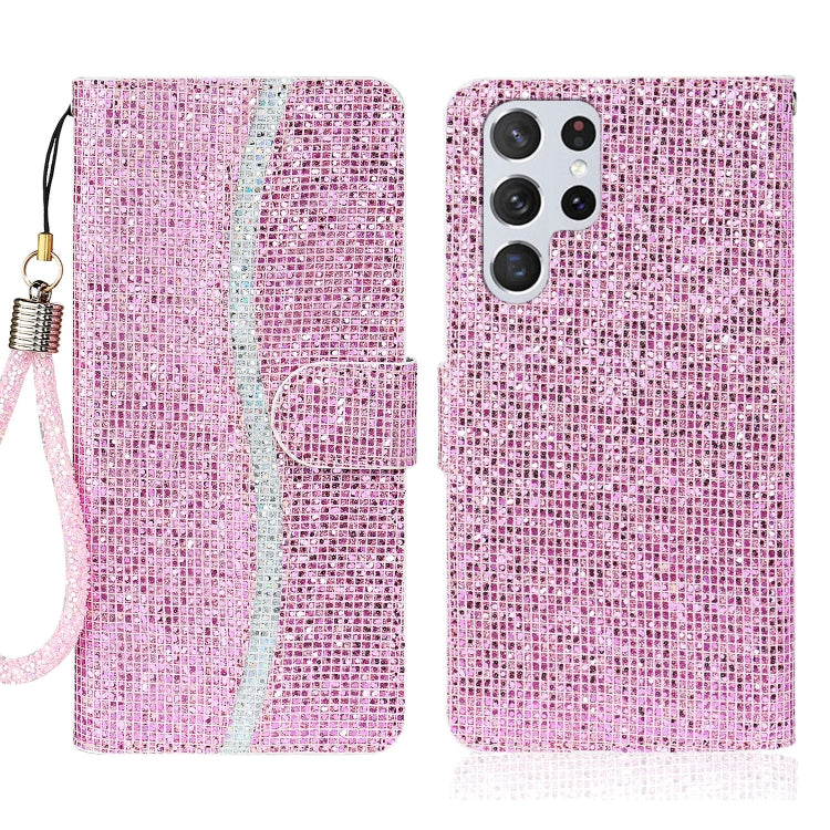 For Samsung Galaxy S23 Ultra 5G Glitter Powder Filp Leather Phone Case(Pink) - Galaxy S23 Ultra 5G Cases by PMC TechLife | Online Shopping South Africa | PMC TechLife | Buy Now Pay Later Mobicred