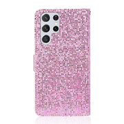 For Samsung Galaxy S23 Ultra 5G Glitter Powder Filp Leather Phone Case(Pink)