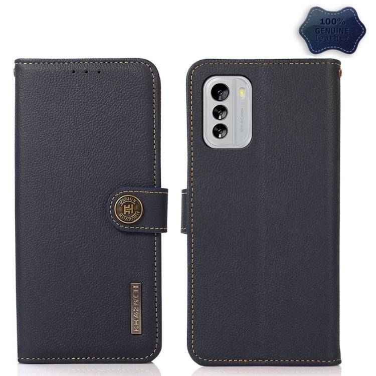 For Nokia G60 5G KHAZNEH Custer Genuine Leather RFID Phone Case(Blue) - Nokia Cases by PMC TechLife | Online Shopping South Africa | PMC TechLife | Buy Now Pay Later Mobicred