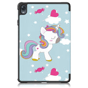 For OPPO Pad 11 inch 3-folding Magnetic Buckle Coloured Drawing Leather Tablet Case(Rainbow Unicorn)