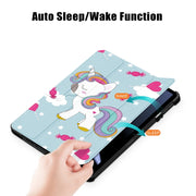 For OPPO Pad 11 inch 3-folding Magnetic Buckle Coloured Drawing Leather Tablet Case(Rainbow Unicorn)