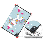 For OPPO Pad 11 inch 3-folding Magnetic Buckle Coloured Drawing Leather Tablet Case(Rainbow Unicorn)