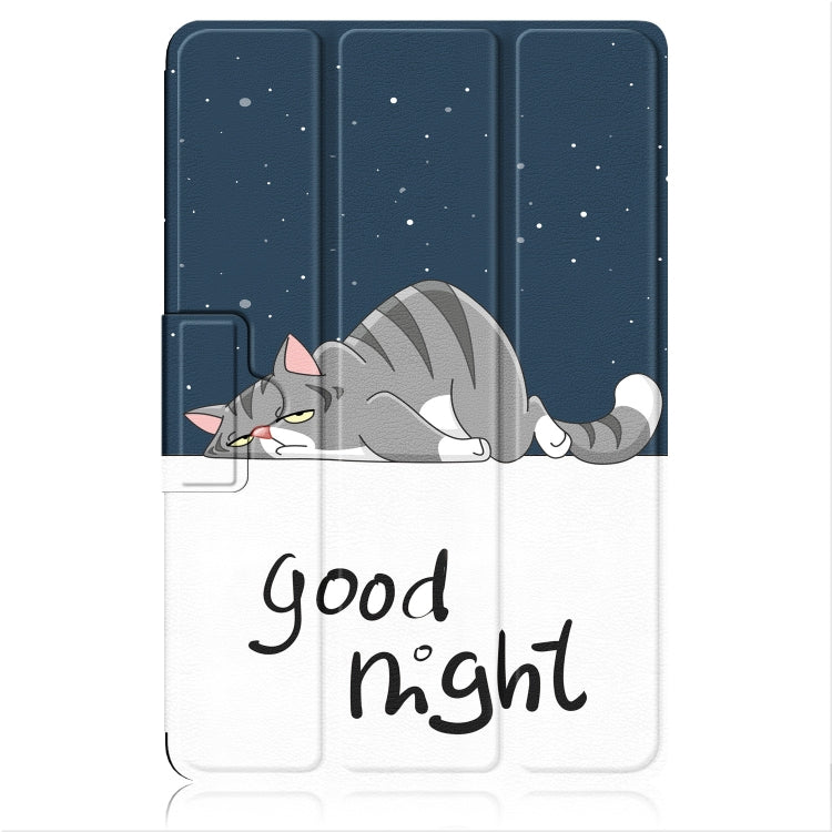 For OPPO Pad 11 inch 3-folding Magnetic Buckle Coloured Drawing Leather Tablet Case(Lazy Cat)