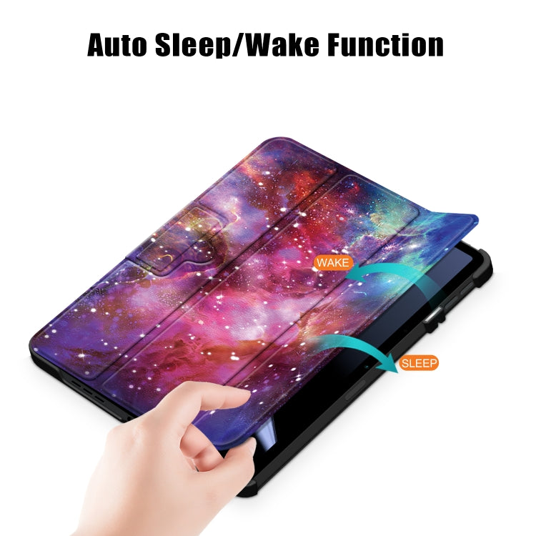 For OPPO Pad 11 inch 3-folding Magnetic Buckle Coloured Drawing Leather Tablet Case(Milky Way)