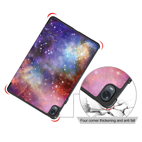For OPPO Pad 11 inch 3-folding Magnetic Buckle Coloured Drawing Leather Tablet Case(Milky Way)