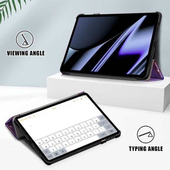 For OPPO Pad 11 inch 3-folding Magnetic Buckle Coloured Drawing Leather Tablet Case(Milky Way)