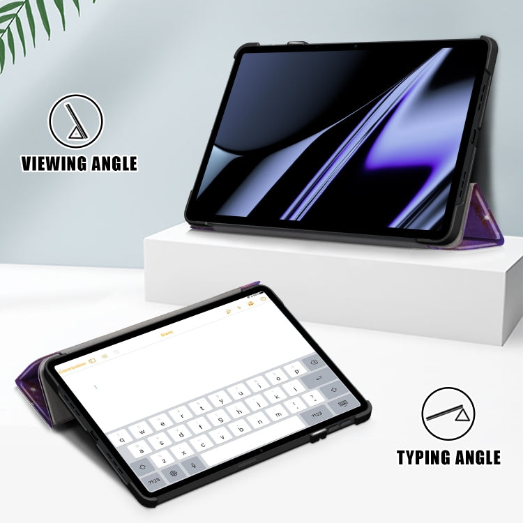 For OPPO Pad 11 inch 3-folding Magnetic Buckle Coloured Drawing Leather Tablet Case(Milky Way)