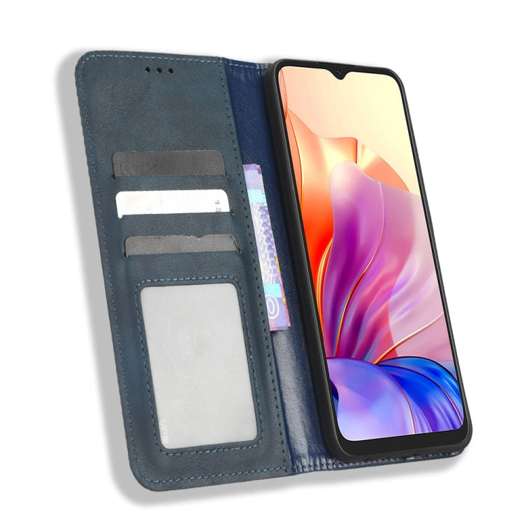 For Blackview OSCAL C80 Magnetic Buckle Retro Texture Leather Phone Case(Blue) - More Brand by PMC TechLife | Online Shopping South Africa | PMC TechLife | Buy Now Pay Later Mobicred