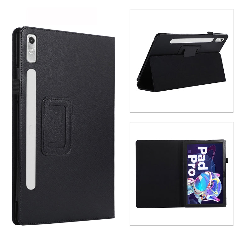 For Lenovo Tab P11 Pro Gen 2 Litchi Texture Leather Tablet Case with Holder(Black) - Lenovo by PMC TechLife | Online Shopping South Africa | PMC TechLife | Buy Now Pay Later Mobicred