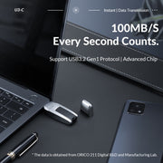 ORICO USB Flash Drive, Read: 100MB/s, Write: 50MB/s, Memory:128GB, Port:USB-A(Silver)