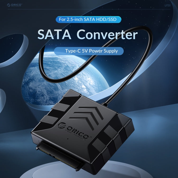 ORICO UTS1 Type-C / USB-C USB 3.0 2.5-inch SATA HDD Adapter with 12V 2A Power Adapter, Cable Length:0.3m(US Plug)