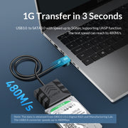 ORICO UTS1 Type-C / USB-C USB 3.0 2.5-inch SATA HDD Adapter with 12V 2A Power Adapter, Cable Length:0.3m(US Plug)