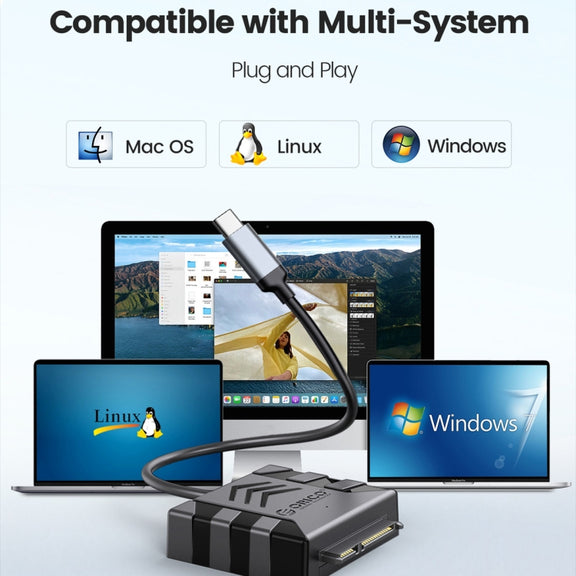ORICO UTS1 Type-C / USB-C USB 3.0 2.5-inch SATA HDD Adapter with 12V 2A Power Adapter, Cable Length:0.3m(US Plug)