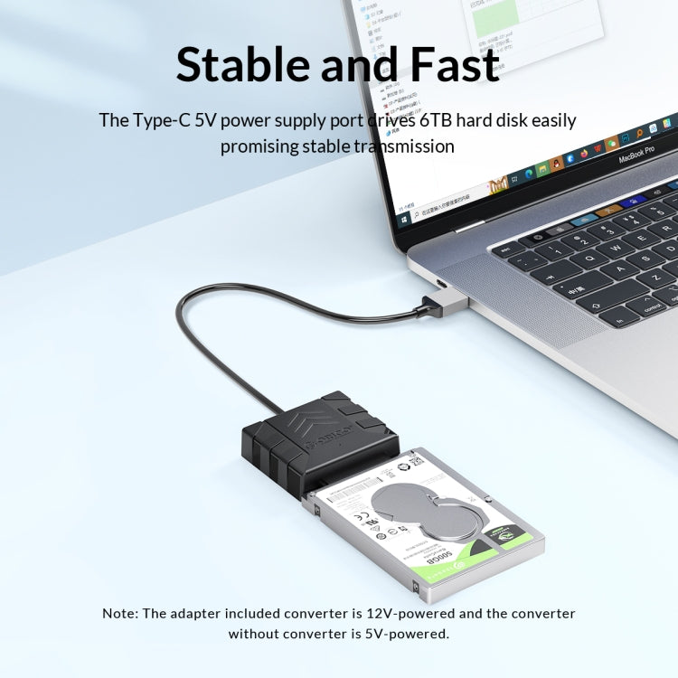ORICO UTS1 Type-C / USB-C USB 3.0 2.5-inch SATA HDD Adapter with 12V 2A Power Adapter, Cable Length:0.5m(UK Plug)