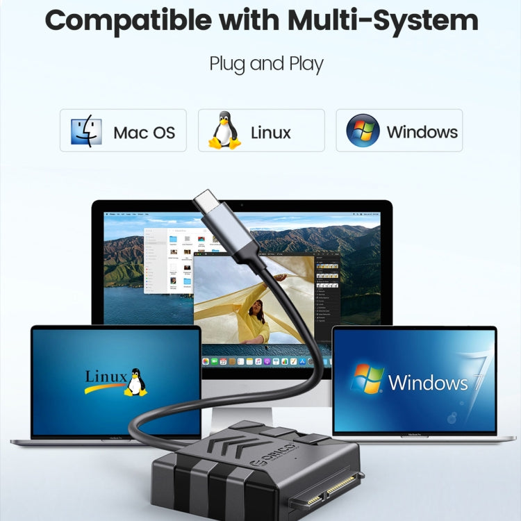 ORICO UTS1 Type-C / USB-C USB 3.0 2.5-inch SATA HDD Adapter with 12V 2A Power Adapter, Cable Length:1m(EU Plug) - free shipping - PMC Jewellery - Order now!