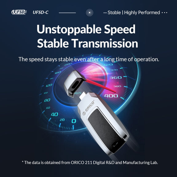 ORICO UFS Flash Drive, Read: 411MB/s, Write: 350MB/s, Memory:256GB, Port:USB-A(Silver)