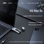 ORICO UFS Flash Drive, Read: 411MB/s, Write: 350MB/s, Memory:512GB, Port:USB-A(Silver)