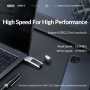 ORICO USB Solid State Flash Drive, Read: 520MB/s, Write: 450MB/s, Memory:512GB, Port:USB-A(Silver)