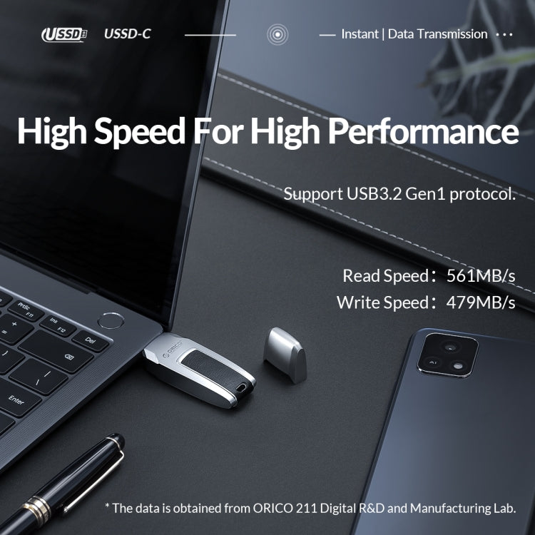 ORICO USB Solid State Flash Drive, Read: 520MB/s, Write: 450MB/s, Memory:1TB, Port:USB-A(Silver)