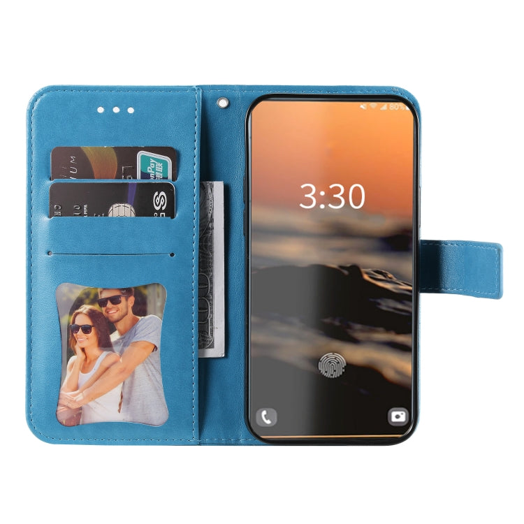 For Samsung Galaxy S23 Ultra 5G 7-petal Flowers Embossing Leather Phone Case(Blue) - Galaxy S23 Ultra 5G Cases by PMC TechLife | Online Shopping South Africa | PMC TechLife