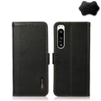 For Sony Xperia 5 IV KHAZNEH Side-Magnetic Litchi Genuine Leather RFID Case(Black) - Sony Cases by PMC TechLife | Online Shopping South Africa | PMC TechLife | Buy Now Pay Later Mobicred
