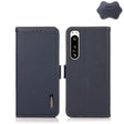 For Sony Xperia 5 IV KHAZNEH Side-Magnetic Litchi Genuine Leather RFID Case(Blue) - Sony Cases by PMC TechLife | Online Shopping South Africa | PMC TechLife | Buy Now Pay Later Mobicred
