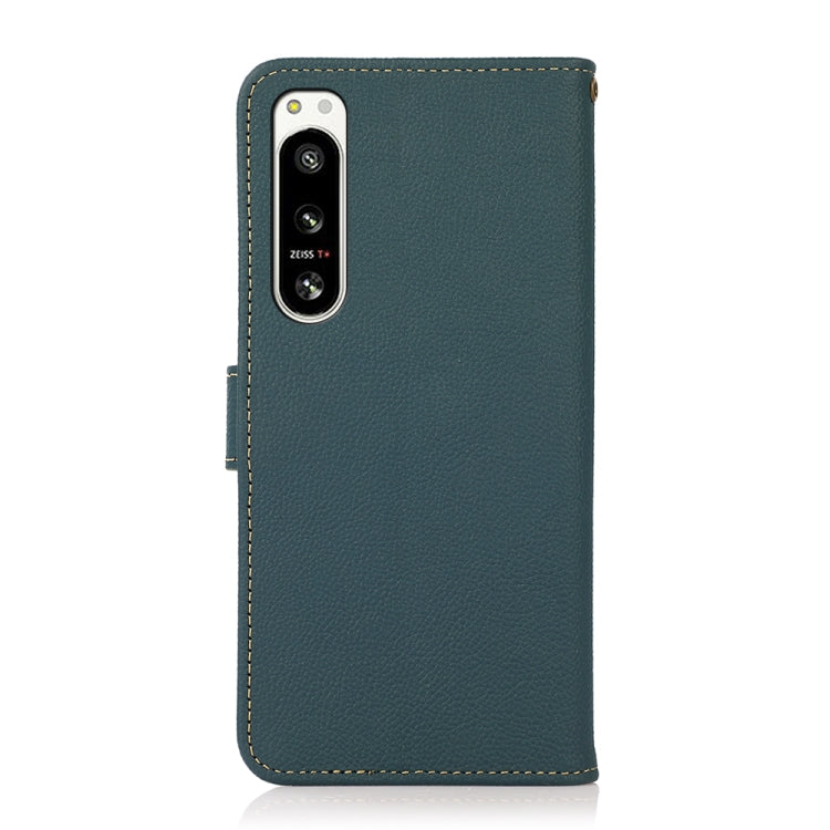 For Sony Xperia 5 IV KHAZNEH Custer Genuine Leather RFID Phone Case(Green)
