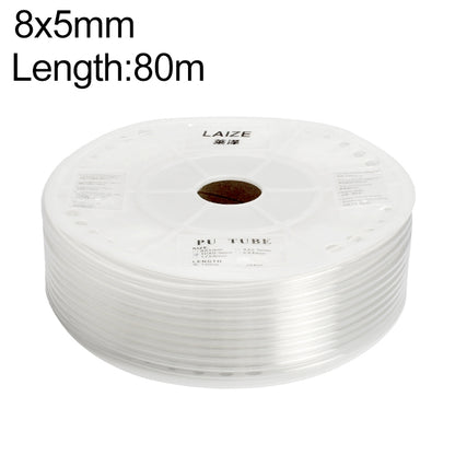 LAIZE Pneumatic Compressor Air Flexible PU Tube, Specification:8x5mm, 80m(Transparent) - free shipping - PMC Jewellery - Order now!