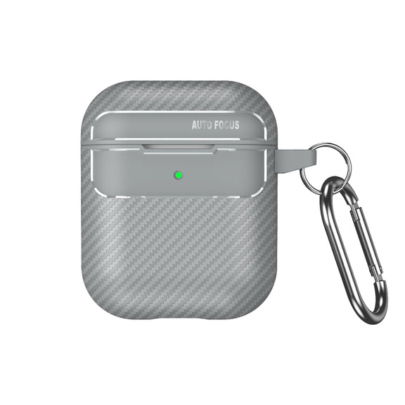 For AirPods 1 / 2 Carbon Fiber Texture Anti-fall Earphone Protective Case(Grey)