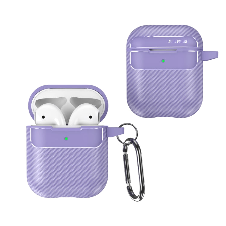 For AirPods 1 / 2 Carbon Fiber Texture Anti-fall Earphone Protective Case(Purple) - For AirPods 1/2 by PMC Jewellery | Online Shopping South Africa | PMC Jewellery | Buy Now Pay Later Mobicred