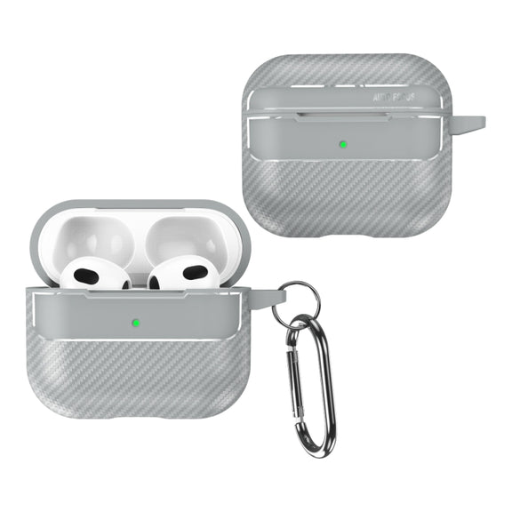 For AirPods 3 Carbon Fiber Texture Anti-fall Earphone Protective Case(Grey)