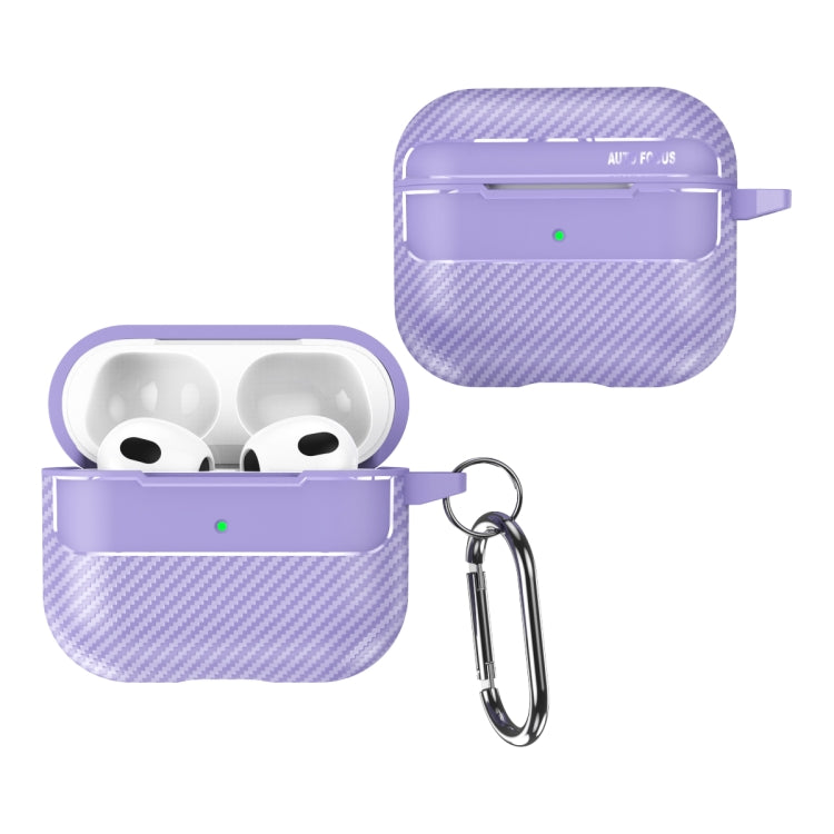 For AirPods 3 Carbon Fiber Texture Anti-fall Earphone Protective Case(Purple) - For AirPods 3 by PMC Jewellery | Online Shopping South Africa | PMC Jewellery | Buy Now Pay Later Mobicred