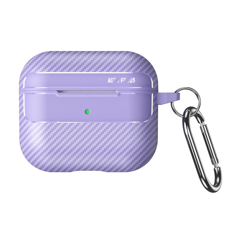 For AirPods 3 Carbon Fiber Texture Anti-fall Earphone Protective Case(Purple) - For AirPods 3 by PMC Jewellery | Online Shopping South Africa | PMC Jewellery | Buy Now Pay Later Mobicred