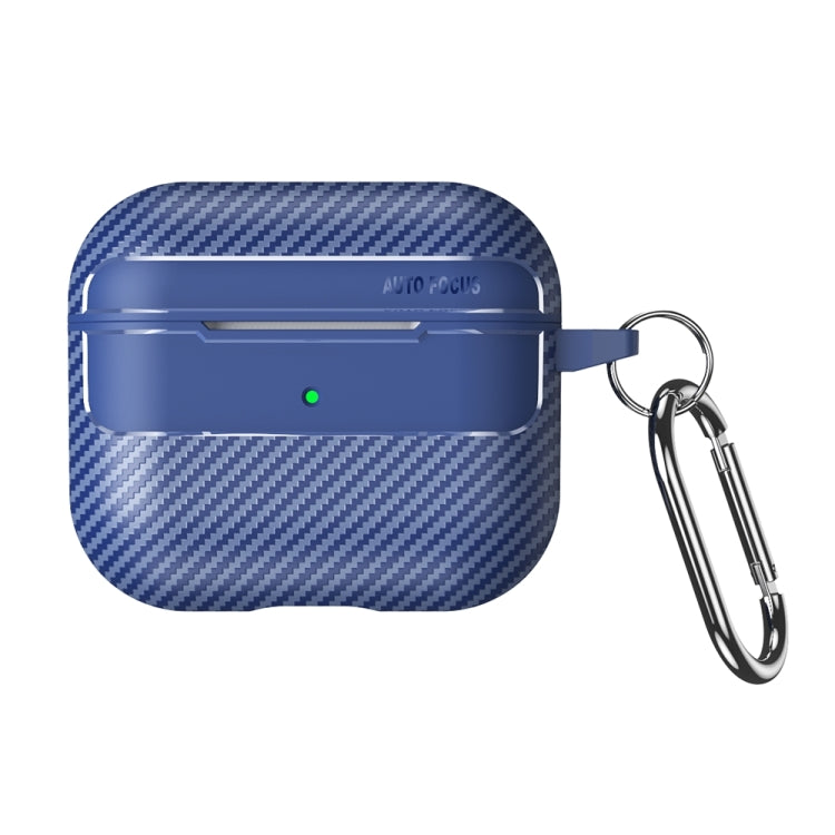 For AirPods 3 Carbon Fiber Texture Anti-fall Earphone Protective Case(Blue)