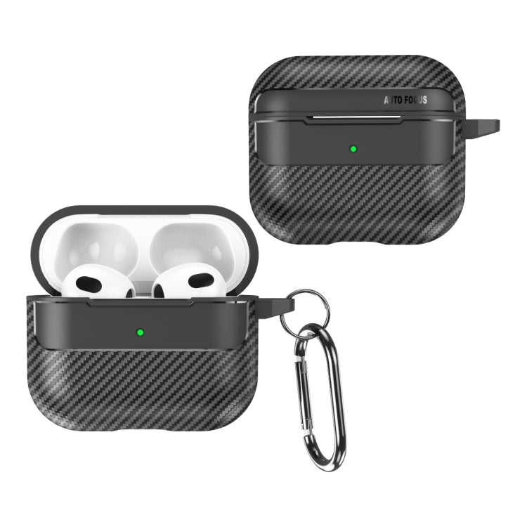 For AirPods 3 Carbon Fiber Texture Anti-fall Earphone Protective Case(Black) - For AirPods 3 by PMC Jewellery | Online Shopping South Africa | PMC Jewellery | Buy Now Pay Later Mobicred