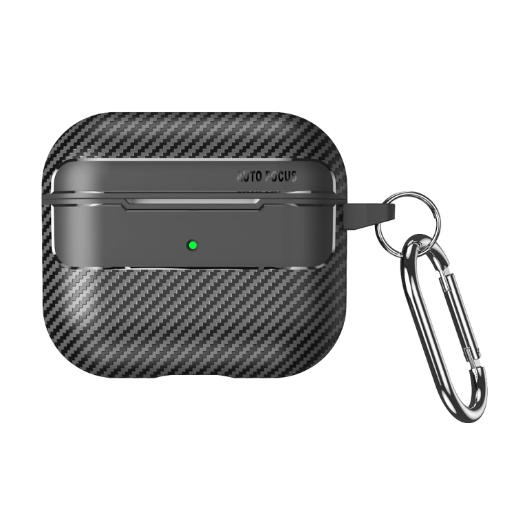 For AirPods 3 Carbon Fiber Texture Anti-fall Earphone Protective Case(Black) - For AirPods 3 by PMC Jewellery | Online Shopping South Africa | PMC Jewellery | Buy Now Pay Later Mobicred