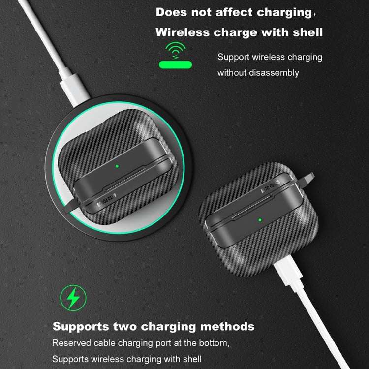 For AirPods 3 Carbon Fiber Texture Anti-fall Earphone Protective Case(Black)