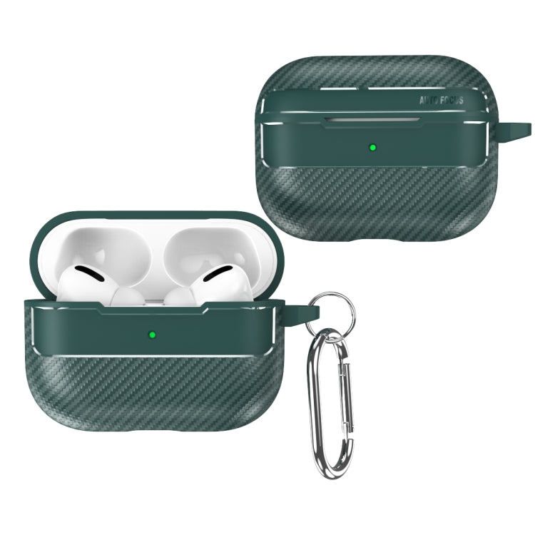 For AirPods Pro Carbon Fiber Texture Anti-fall Earphone Protective Case(Green) - For AirPods Pro by PMC Jewellery | Online Shopping South Africa | PMC Jewellery | Buy Now Pay Later Mobicred