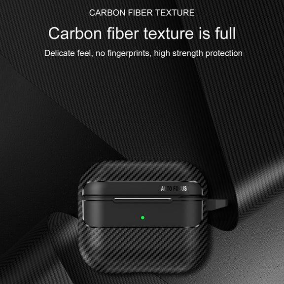 For AirPods Pro Carbon Fiber Texture Anti-fall Earphone Protective Case(Purple)