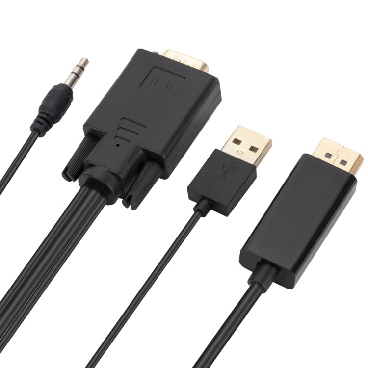 VGA to DisplayPort Adapter Cable with Audio Band Power Supply, Length: 1.8m(Black) - Cable by PMC Jewellery | Online Shopping South Africa | PMC Jewellery | Buy Now Pay Later Mobicred