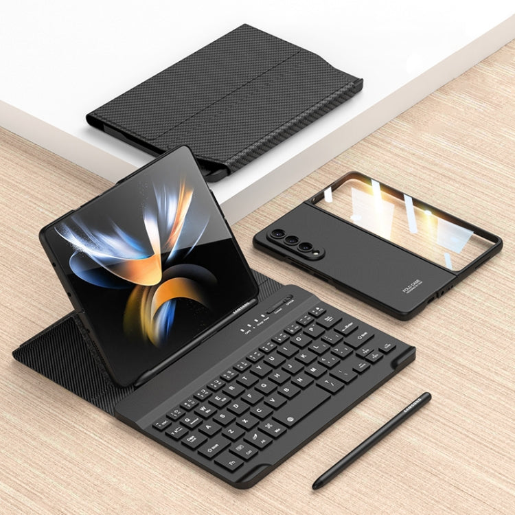 For Samsung Galaxy Z Fold4 5G Magnetic Folding Bluetooth Keyboard Leather Case(Carbon Fiber) - Samsung Keyboard by PMC TechLife | Online Shopping South Africa | PMC TechLife