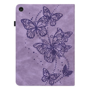 For Lenovo Tab M10 3rd Gen Embossed Butterfly Pattern Leather Tablet Case(Purple)
