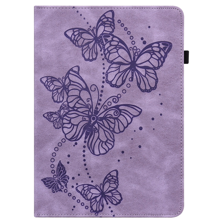 For Lenovo Tab M10 3rd Gen Embossed Butterfly Pattern Leather Tablet Case(Purple)