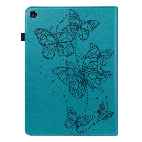 For Lenovo Tab M10 3rd Gen Embossed Butterfly Pattern Leather Tablet Case(Blue)